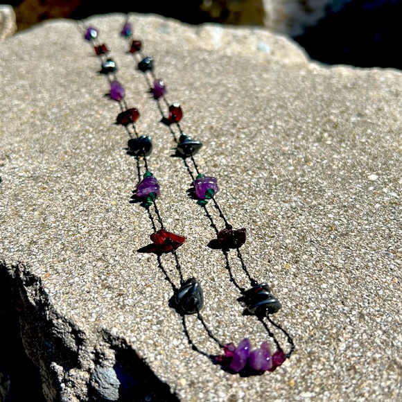 Bohemian, unique, hand strung gemstone necklace - Picture 1 of 6